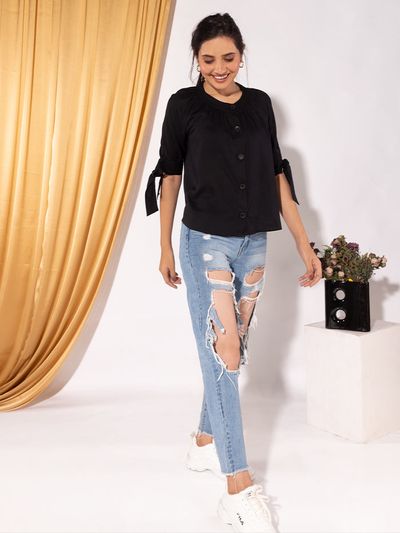 Jean tops for ladies online shopping clearance